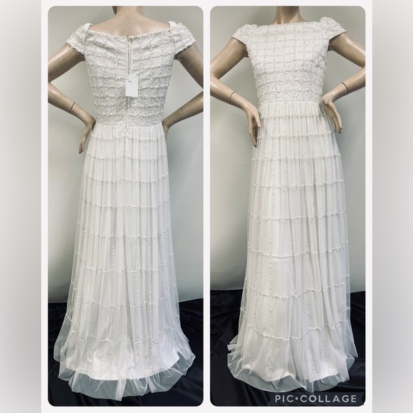 Aidan Mattox beaded off the shoulder wedding gown